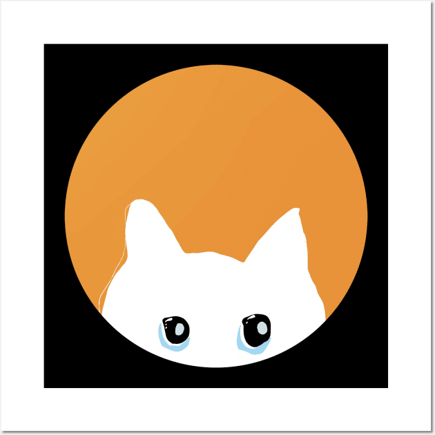 White Cat Face Wall Art by thecolddots